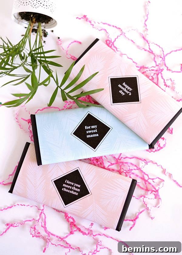 Printable Chocolate Bar Wrappers: A Sweet Mother's Day Gift 11 Printable Chocolate Wrappers for Mother's Day - Gift Idea