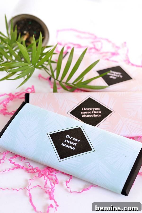Printable Chocolate Bar Wrappers: A Sweet Mother's Day Gift 3 Printable Chocolate Wrappers for Mother's Day