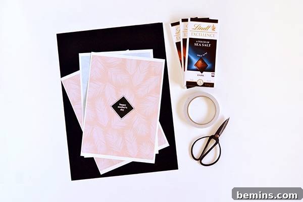 Printable Chocolate Bar Wrappers: A Sweet Mother's Day Gift 4 Printable Chocolate Wrappers for Mother's Day - Materials