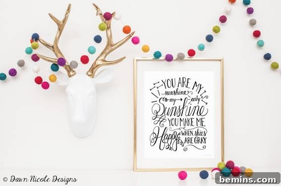 10 Heartfelt Printables: A Free Mother's Day Gift Guide 4 A hand-lettered 'You Are My Sunshine' printable, available in chalkboard and black and white.