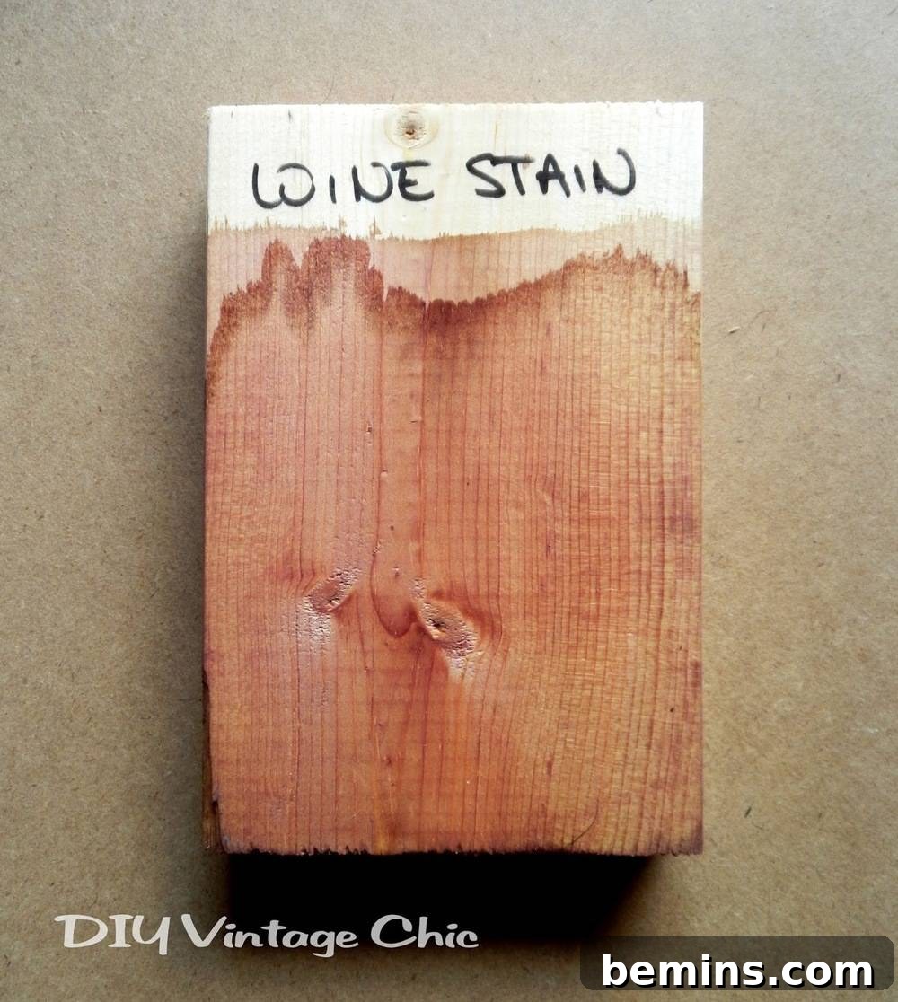 Red Wine Wood Stain Example