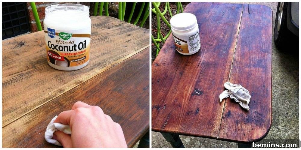 Coconut Oil Wood Finish Example