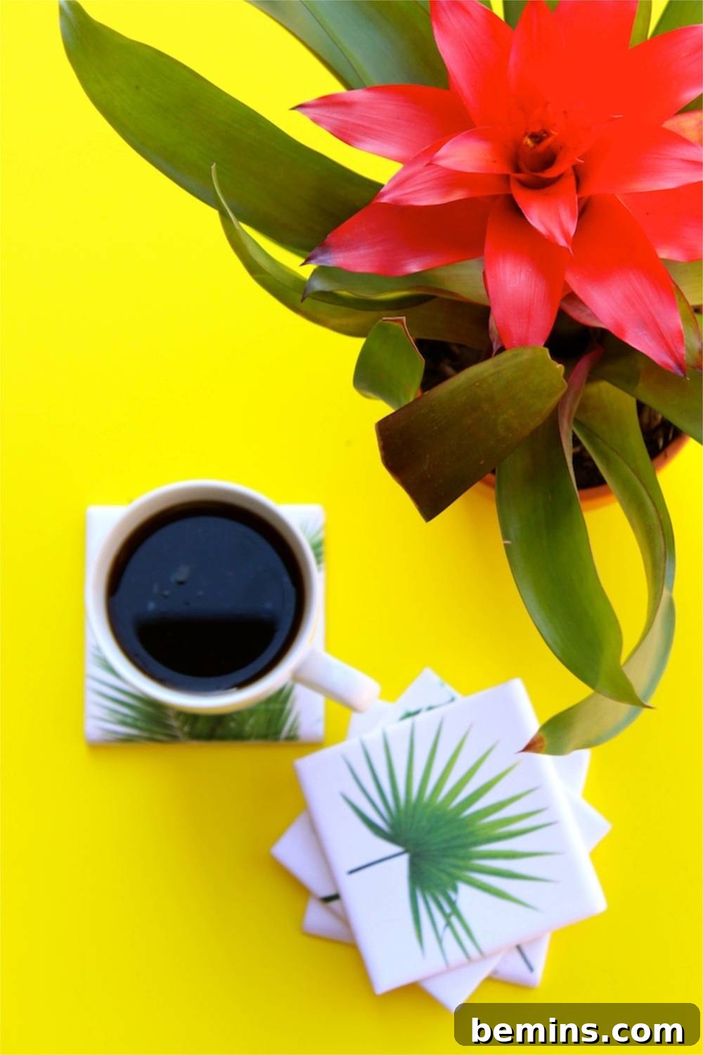 DIY Tropical Leaf Coasters: A Touch of Paradise at Home 14 DIY tropical leaf coasters and pink flower