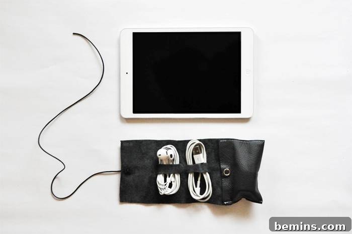 Roundup: 10 Clever Cord Control Ideas for a Tidy Home 4 DIY cord pouch for iPad and iPhone