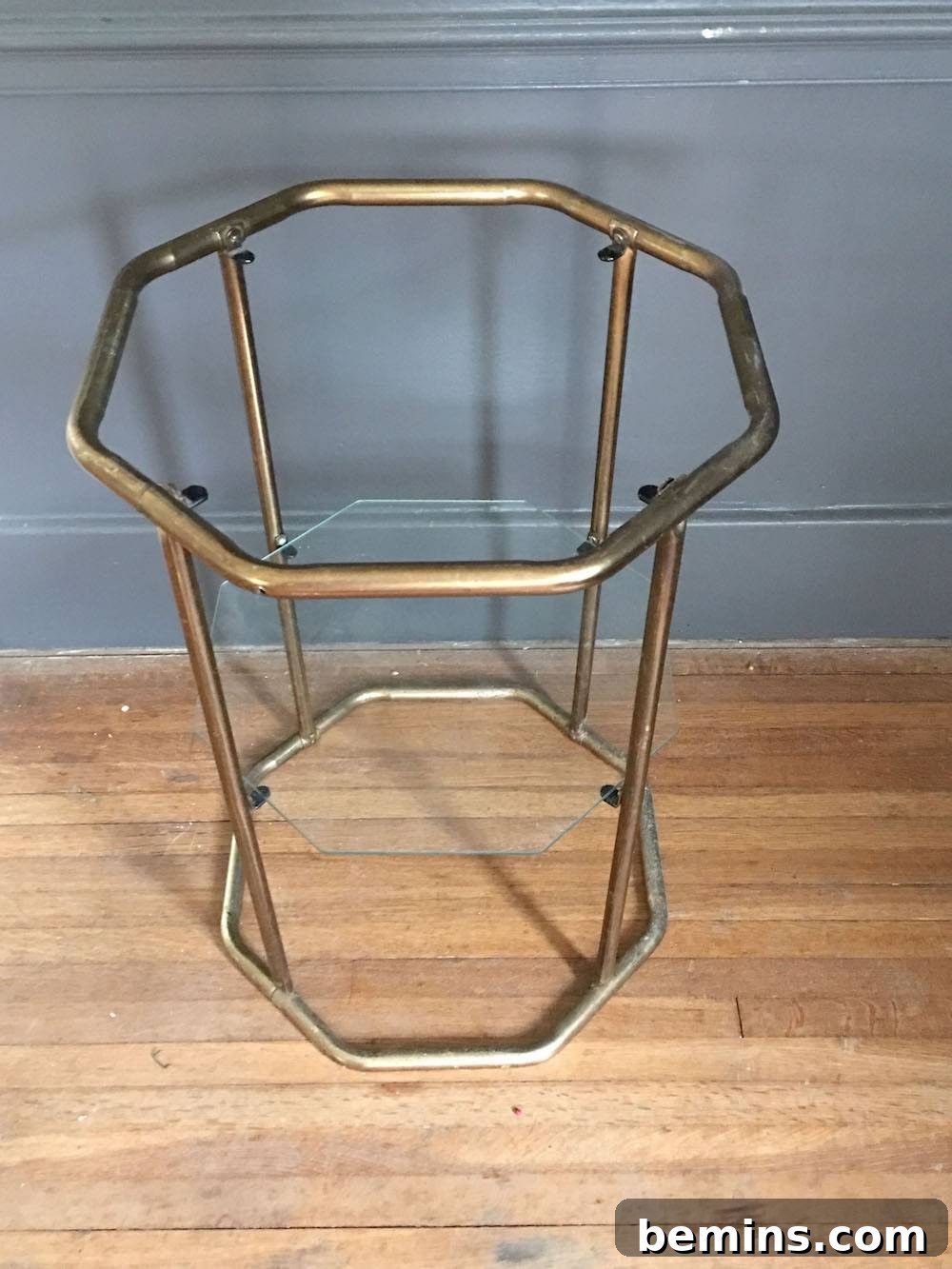Thrift Store Side Table Before Transformation - Close Up