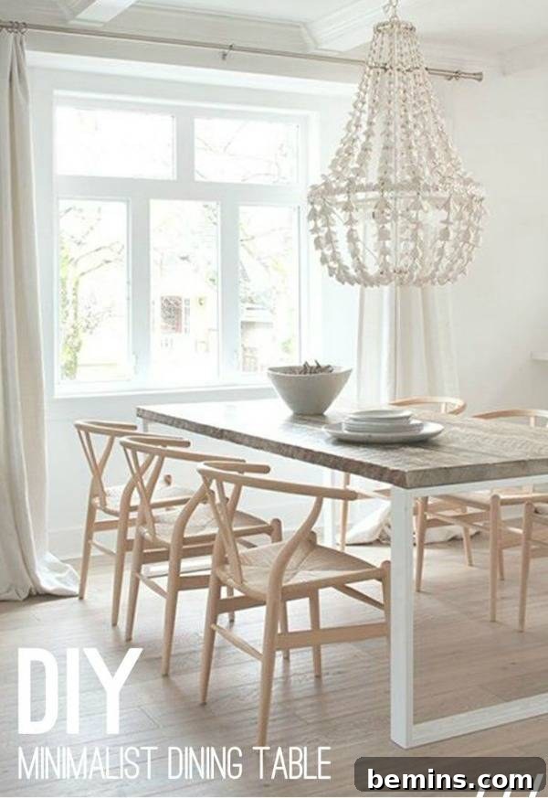 DIY Minimalist Dining Table with Wooden Legs