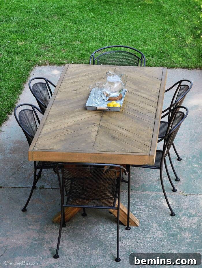 DIY Herringbone Dining Table with X-Legs