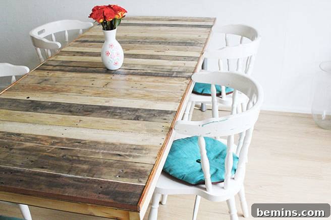 DIY Dining Table Made From Reclaimed Wood Pallets