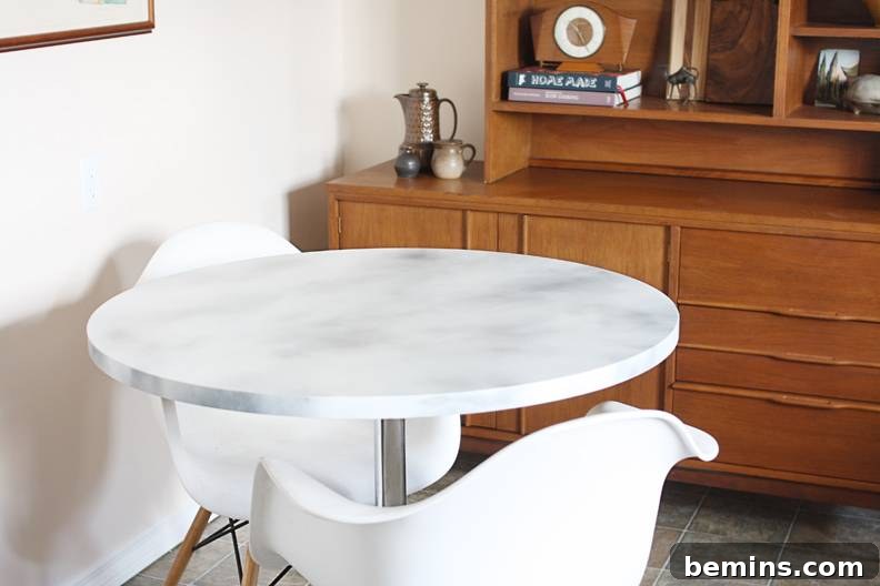 DIY Dining Table with Marble Effect Top
