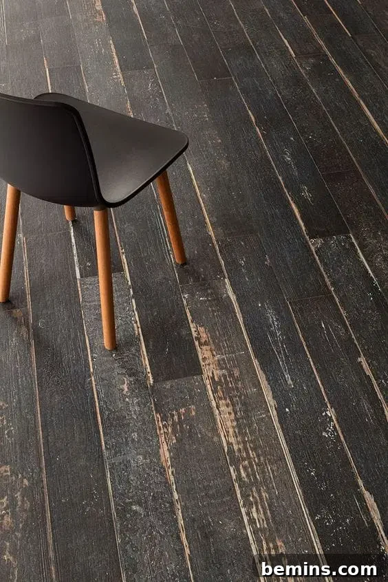 Rustic Black Painted Hardwood Floors