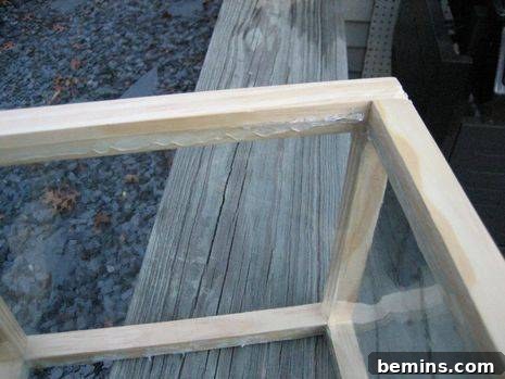 An example of the hotglue and the vinyl on the inside of the frame