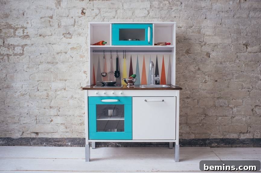 10 Clever IKEA Play Kitchen Transformations for Little Chefs 5 Modern IKEA Duktig play kitchen with vibrant color pops and clean lines, perfect for contemporary decor.