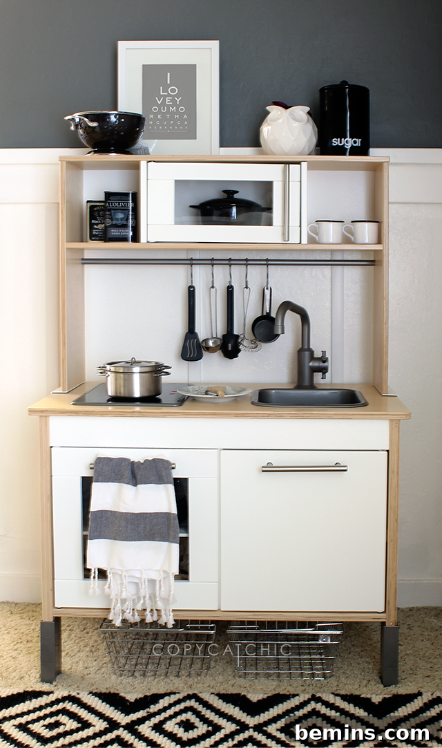 10 Clever IKEA Play Kitchen Transformations for Little Chefs 9 Sophisticated IKEA Duktig play kitchen with a grown-up look, featuring refined details for the serious young chef.