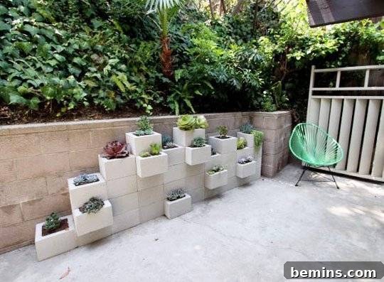 Natural cinder block planters for a rustic look