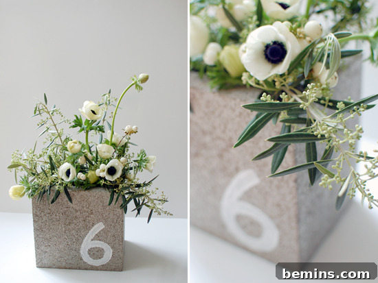 Cinder block centerpieces for an outdoor wedding