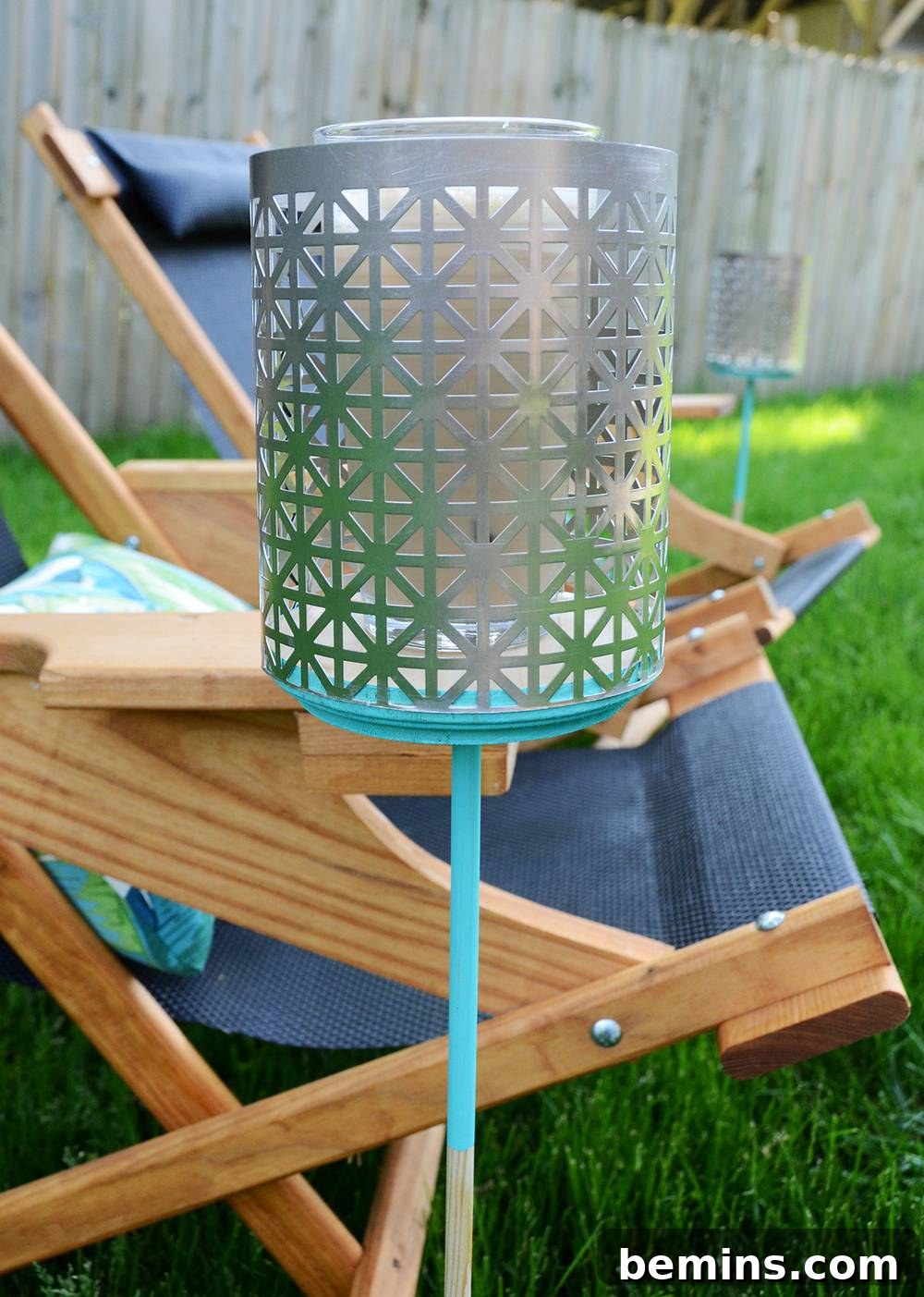 DIY Backyard Drink Holders in Use