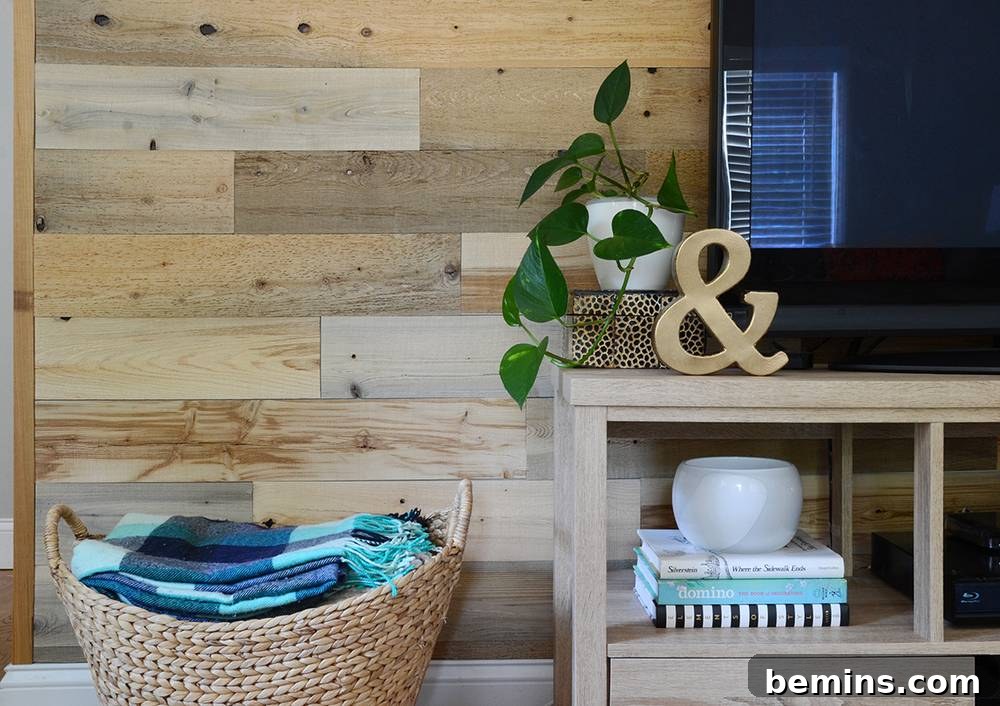 Close-Up of Finished Reclaimed Wood Accent Wall Texture