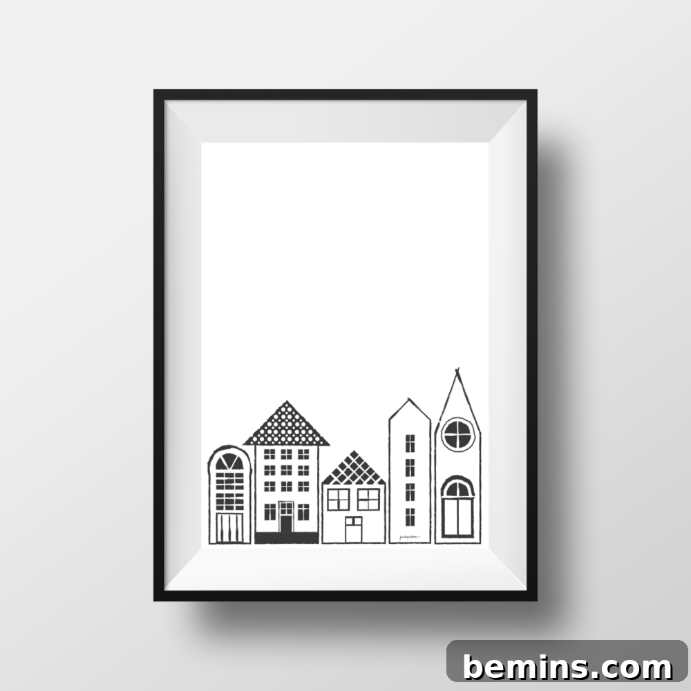 Black and White Home Sweet Home Print - Minimalist Decor