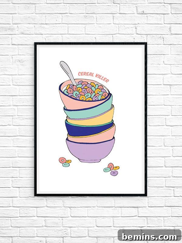 Cereal Killer Typography Art Print - Kitchen Wall Decor