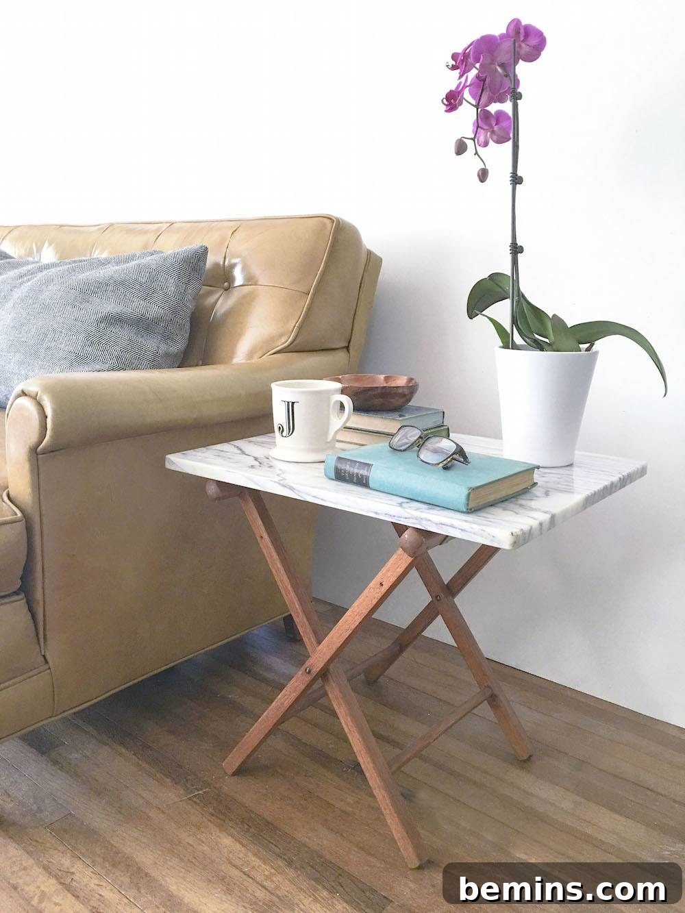 Marble Side Table in Living Room