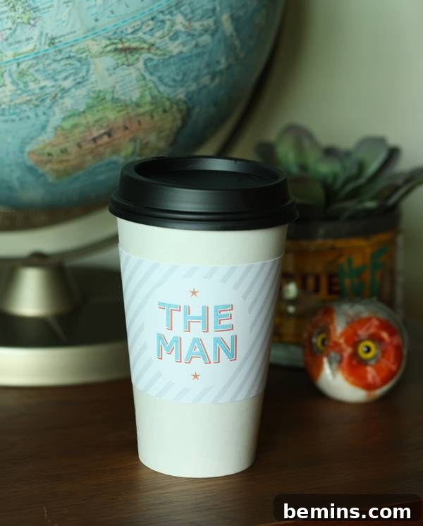 Stylish Printable Cards and Tags for Dad 12 Father's Day Coffee Cup Sleeve