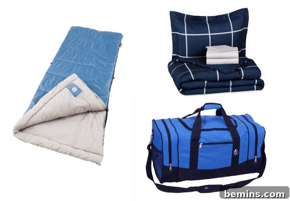 Bedding in a Duffle Bag for Camp