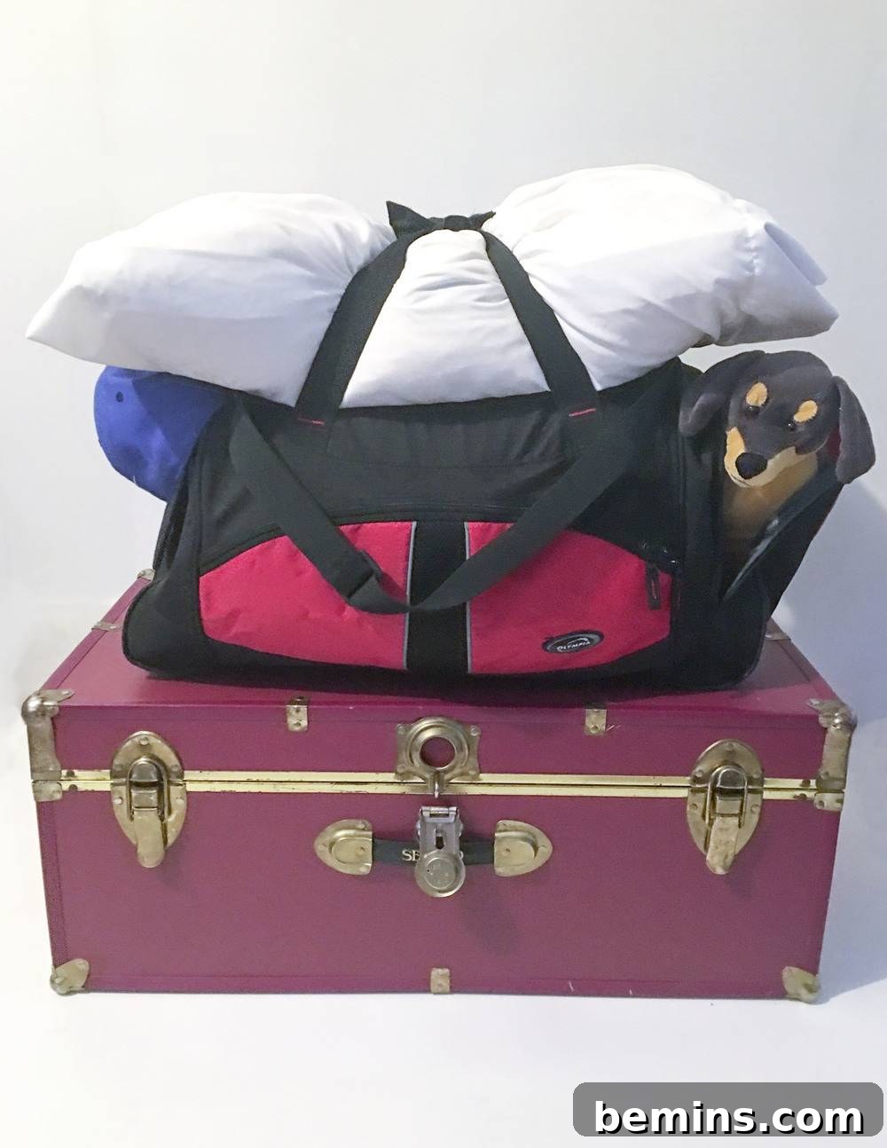 Pillow Attached to Duffle Bag