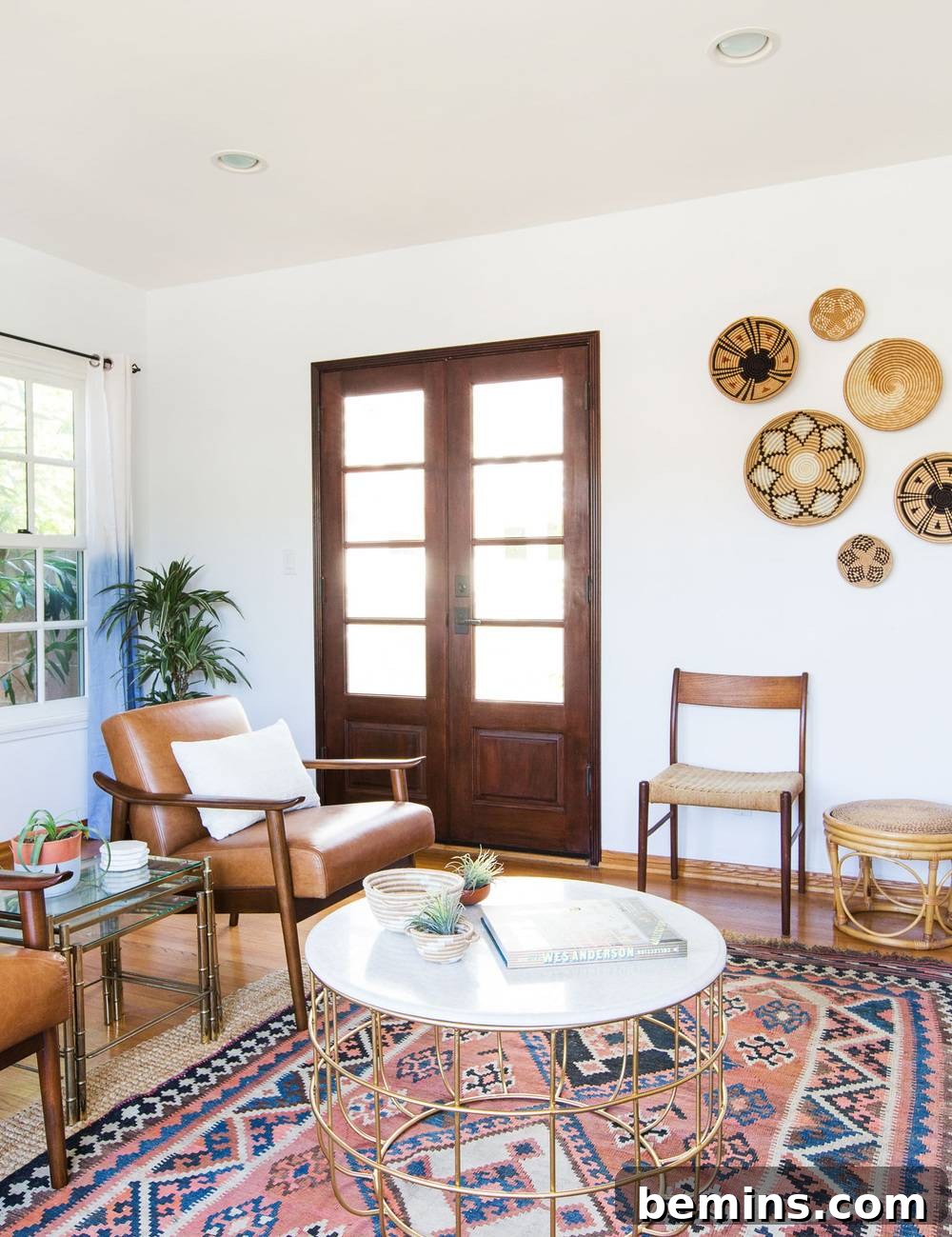 Living room featuring beautiful woven baskets