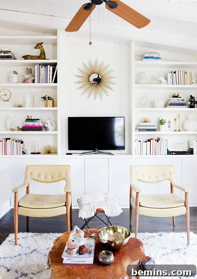 Built-ins displaying mementos from past travels
