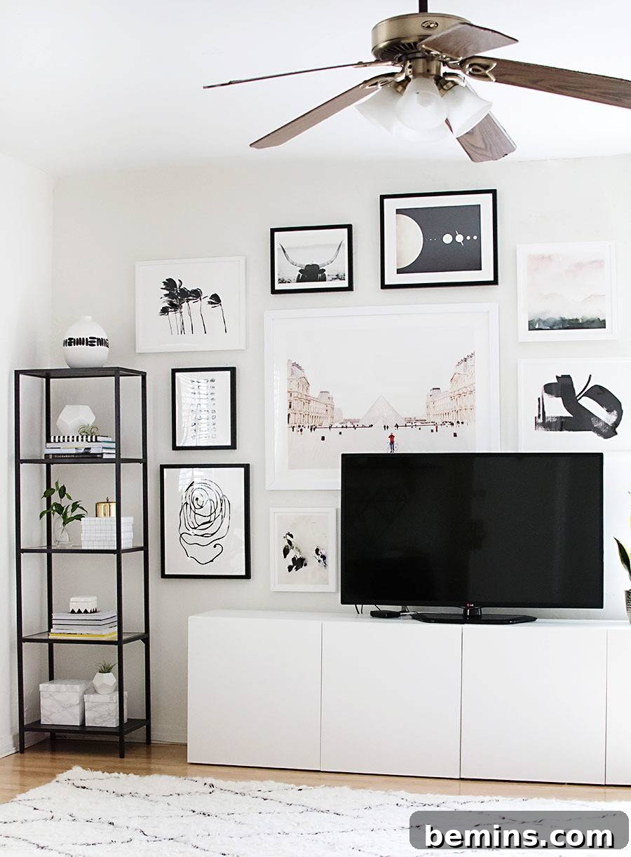 Visually Stunning: 10 Gallery Wall Ideas That Wow 8 Monochromatic gallery wall with various shades of the same color