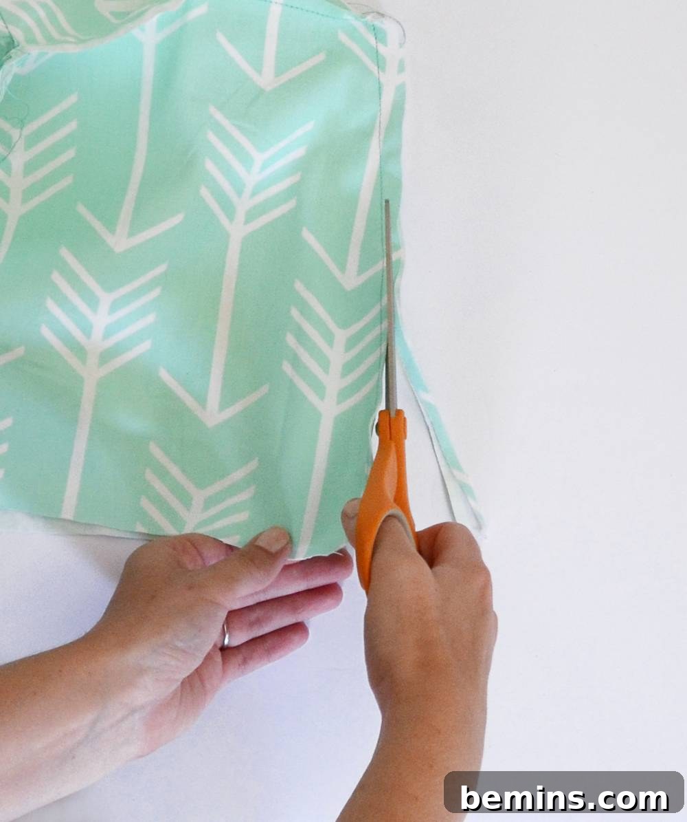 Cutting Excess Fabric from the Seams