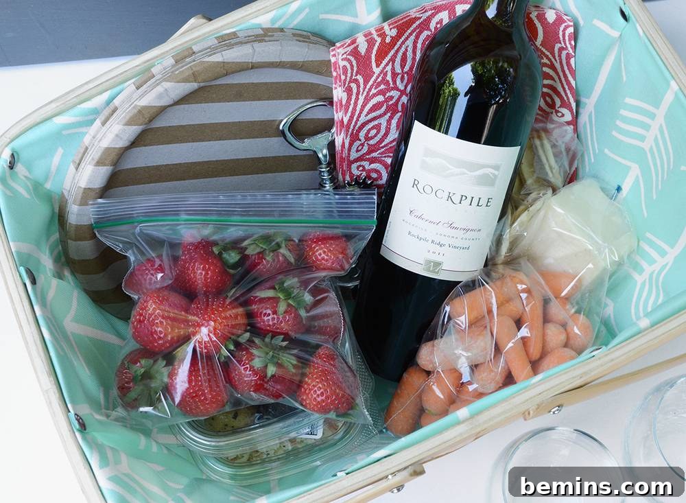 Packed Picnic Basket Ready for the Park