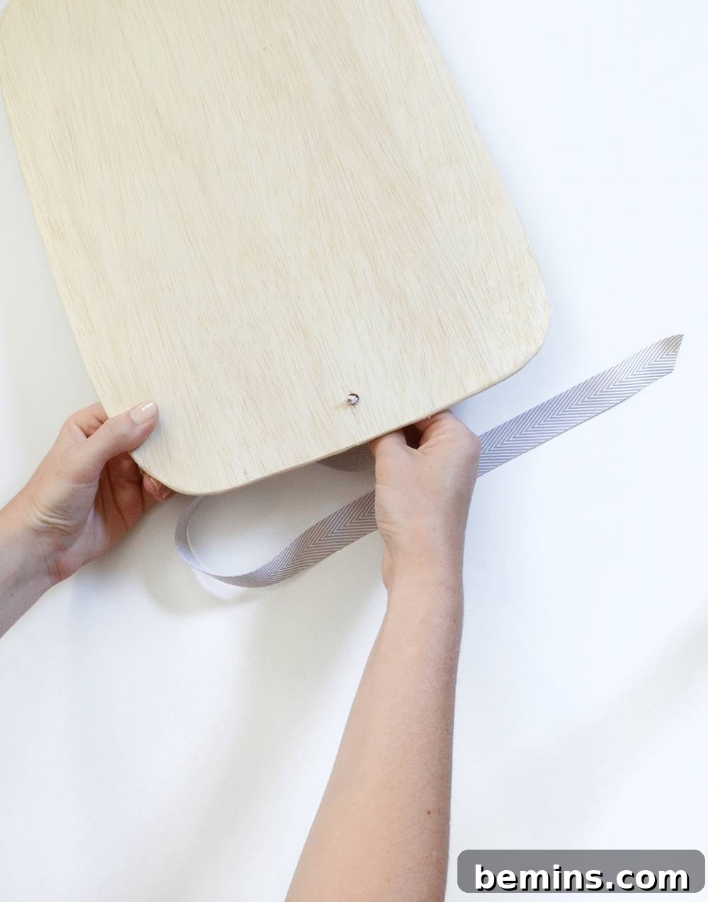Attaching Ribbon to the Wooden Top
