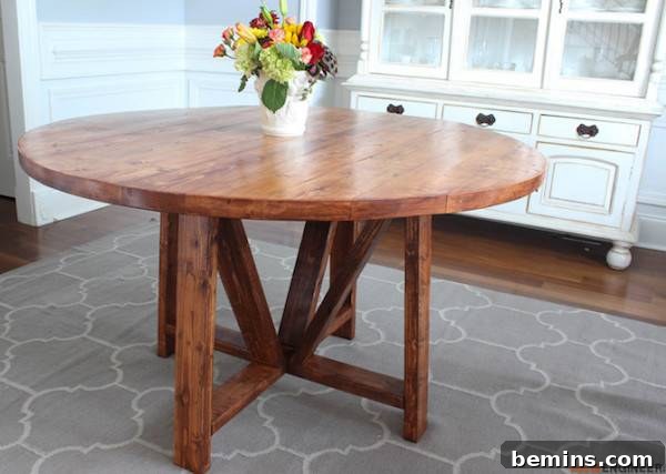 Round DIY trestle dining table