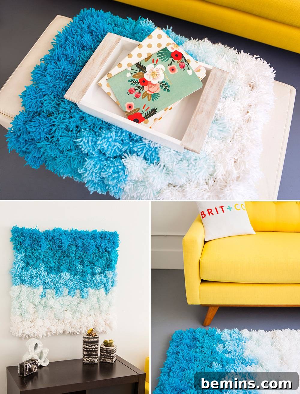 Pom pom rug tapestry or table runner