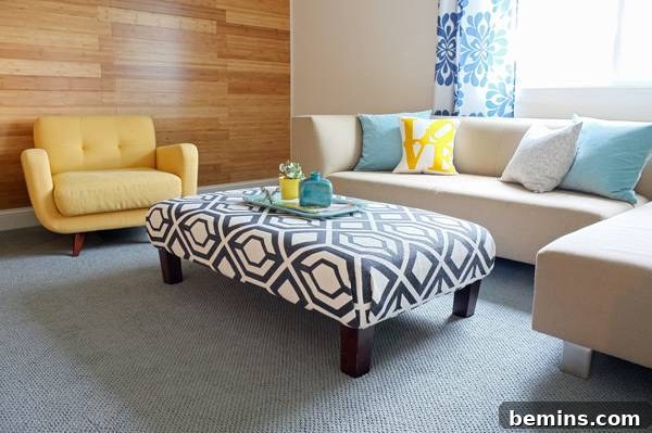 Rug ottoman DIY project