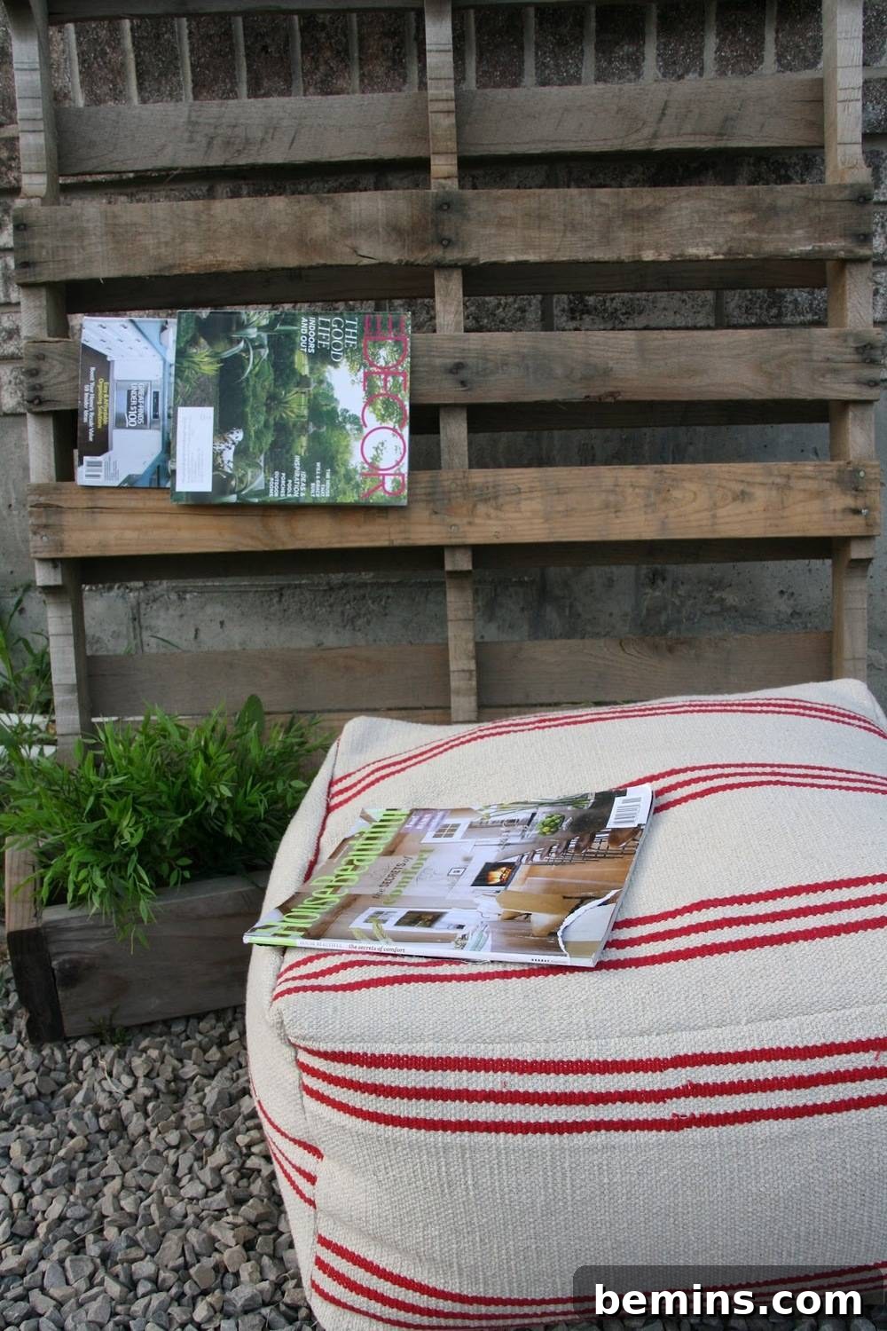 Kilim pouf made from floor mats