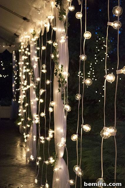 Vertical Wall of Bistro Lights