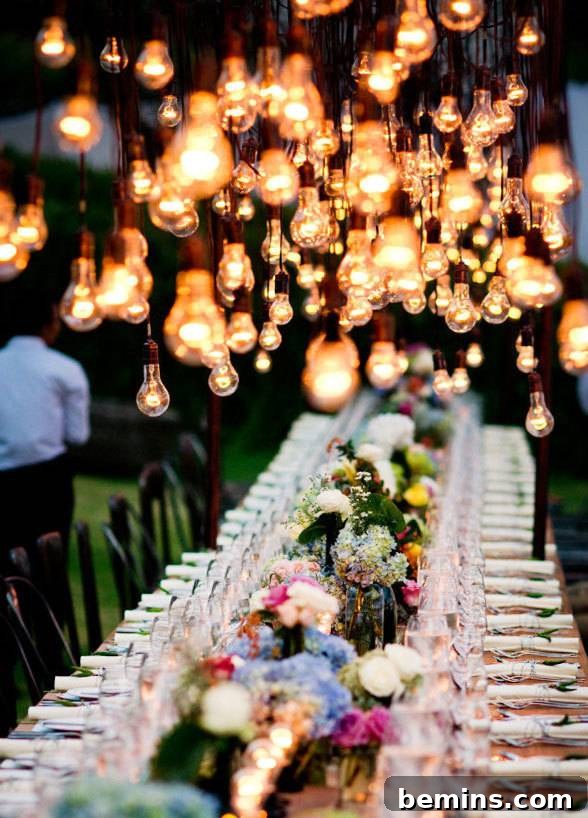 Clustered Bistro Lights Over a Table