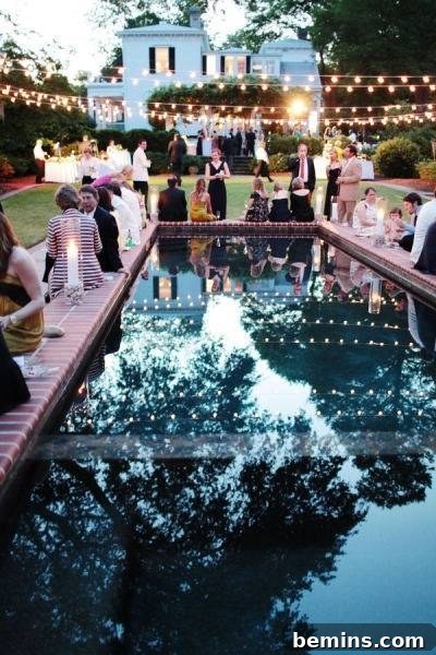 Bistro Lights Over a Pool