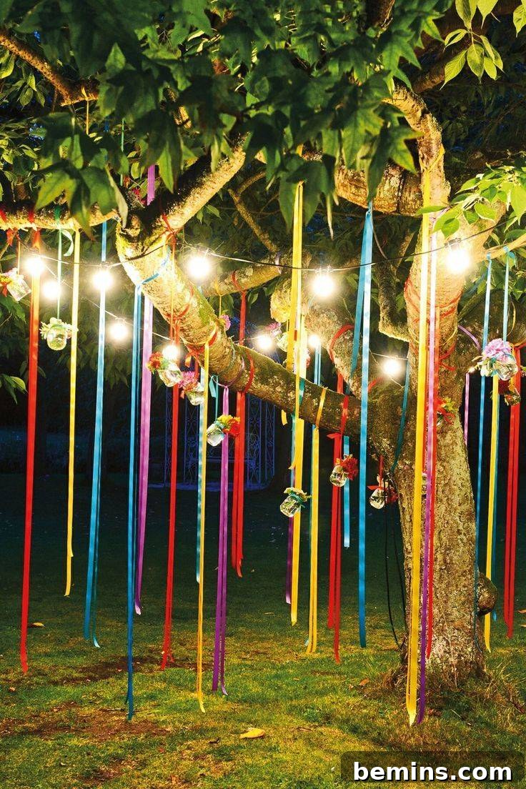 Bistro Lights with Streamers and Ribbons