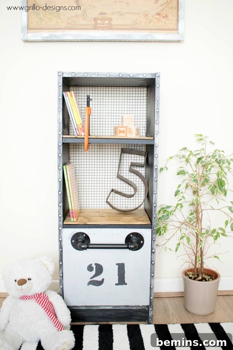 Industrial bookshelf from an IKEA Billy bookcase
