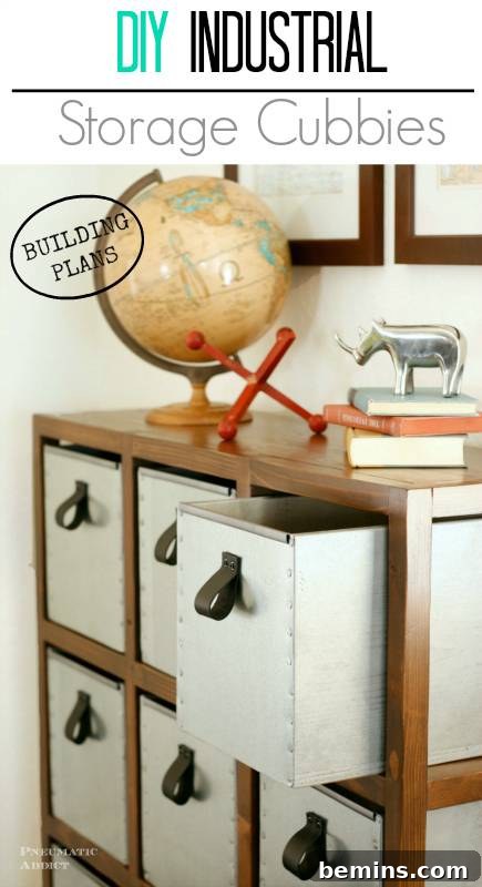DIY industrial furniture - storage cubbies