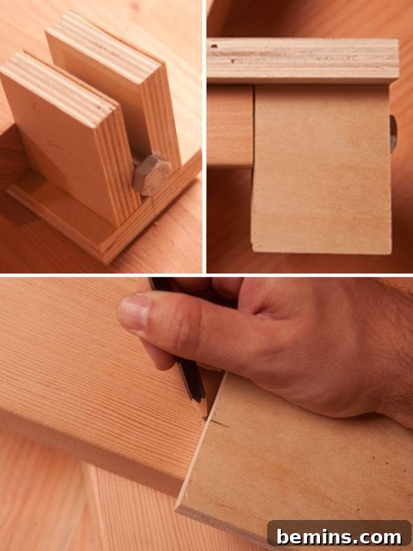 A person puts together a wooden object.