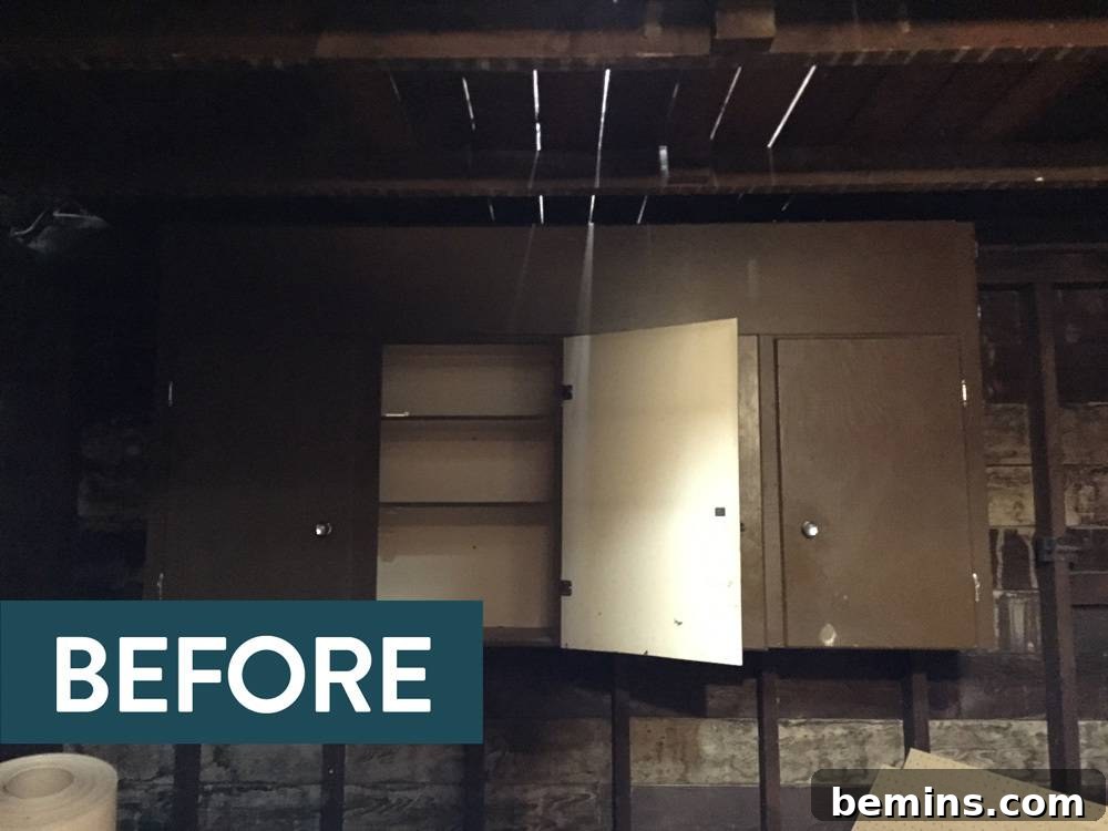 Before: an old cabinet taking up space