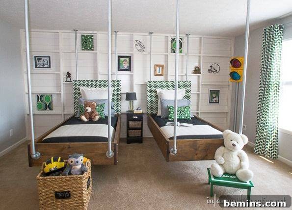Industrial bunk beds with pipe accents