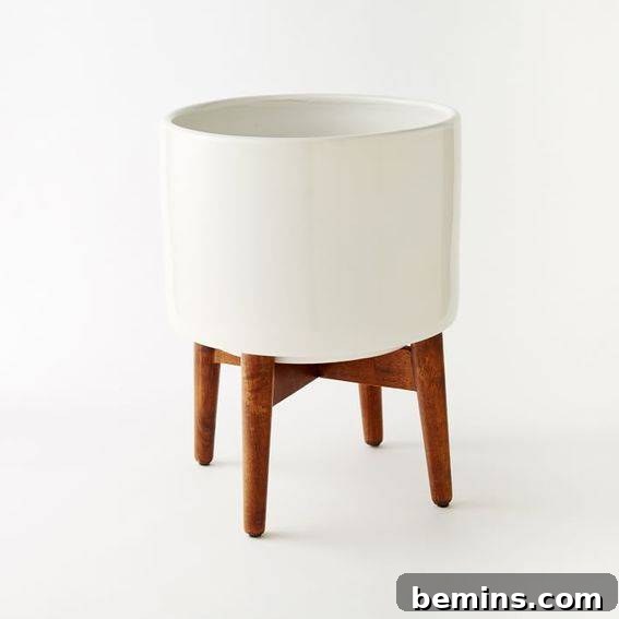 Mid-Century Turned Leg Planter from West Elm