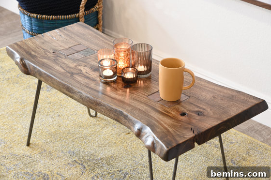 Live Edge Hairpin Leg Coffee Table