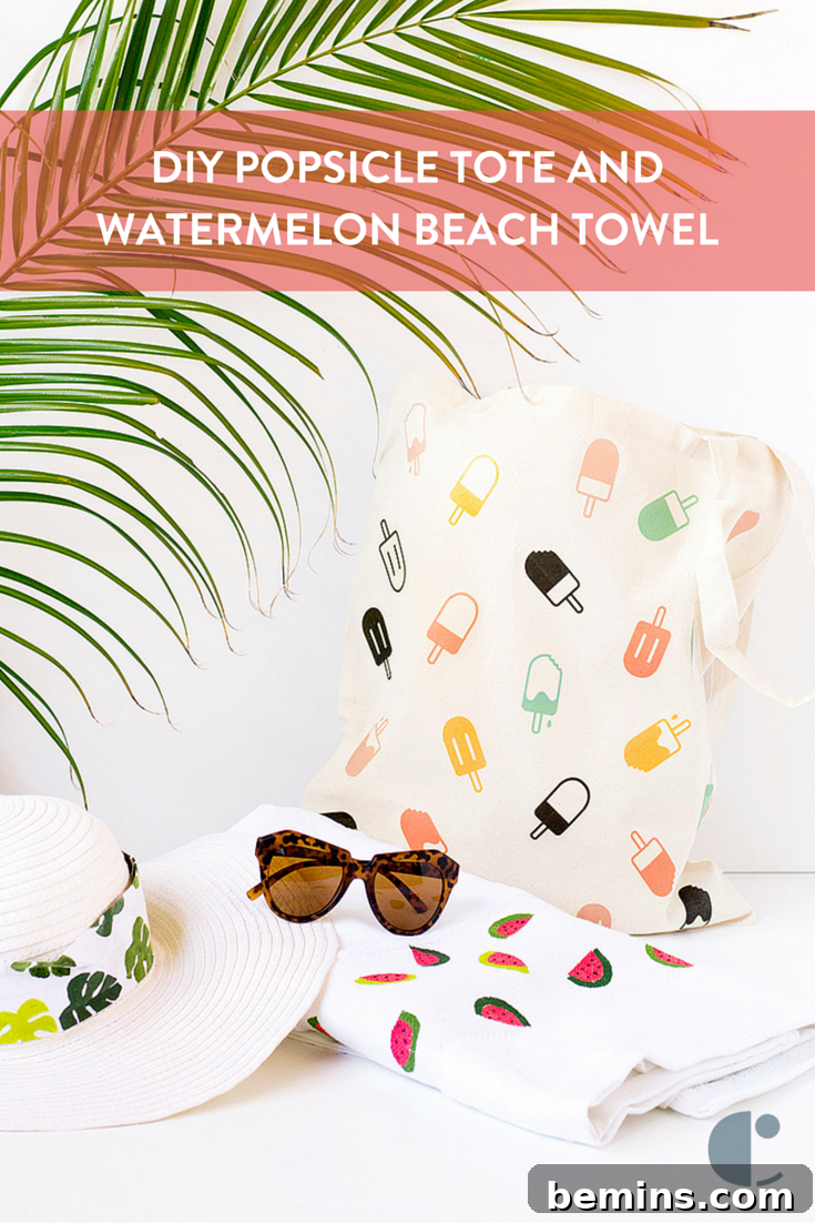 DIY popsicle tote and watermelon beach towel