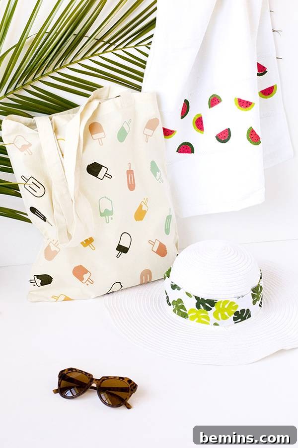 DIY popsicle tote and watermelon beach towel